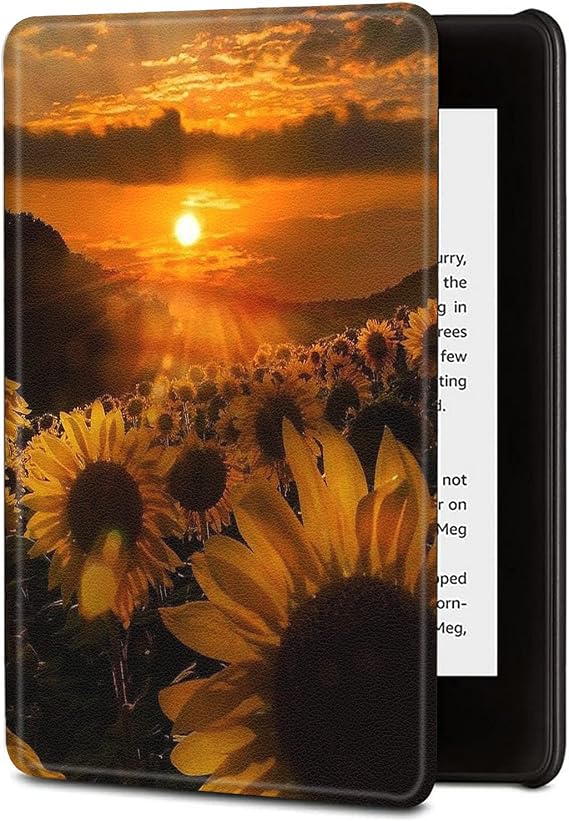 Case for Kindle Paperwhite 11th Generation 6.8, Durable PU Leather Cover with Auto Wake/Sleep Cover for Kindle Paperwhite 11th Generation and Signature Edition 2021 Released, Sunset Sunflower