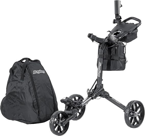 Bag Boy Nitron Golf Push Cart Bundle, Graphite/White