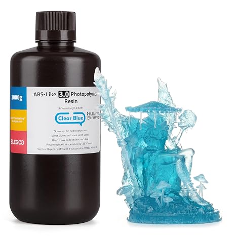 ELEGOO ABS-Like 3D Printer Resin 3.0, 405nm UV-Curing Photopolymer Resin for LCD/DLP 3D Printing, with Enhanced Strength and Toughness, High Precision, Low Viscosity, Clear Blue 1000g