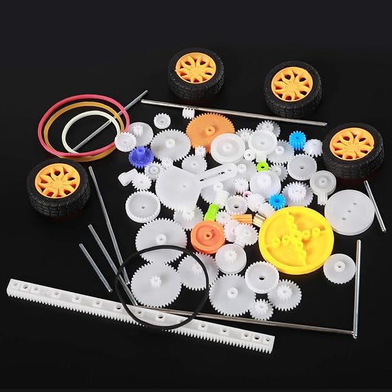 78 PCS Plastic Gear Kit Motor Gears Accessories Single Double Reduction Gear Set for Motor Car Robot with Axle Wheel