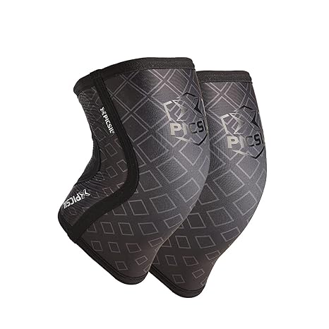 PICSIL Neoprene Knee Sleeve, Knee Brace for Stability and Compression, Stretchable Knee Pads for Training, Non-Slip, Breathable Knee Support Neoprene, Unisex, 1 Pair, 7mm Thick, Black, Small