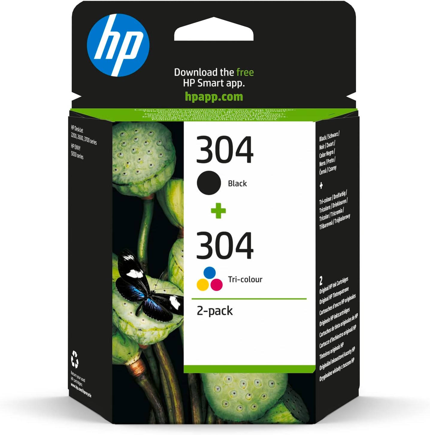 HP 304 3JB05AE Multipack Original Printer Cartridges 1x Black, 1x Color HP DeskJet 26xx, 37xx, ENVY 50xx, 2 Issues Pack of 1, 120 pages black