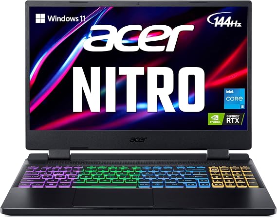 acer Nitro 5 AN515-58-527S Gaming Laptop | Intel Core i5-12500H | NVIDIA GeForce RTX 3060 Laptop GPU | 15.6" FHD 144Hz IPS Display | 16GB DDR4 | 512GB PCIe Gen 4 SSD | Killer Wi-Fi 6 | RGB Keyboard
