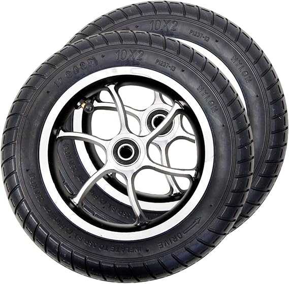 10inch Wheels Replacement Parts for Wheelchair (2), Electric Wheelchair Front Wheel Assembly Handicapped, 10x2 Inflatable Non-Slip Tire Wheelchair Accessories