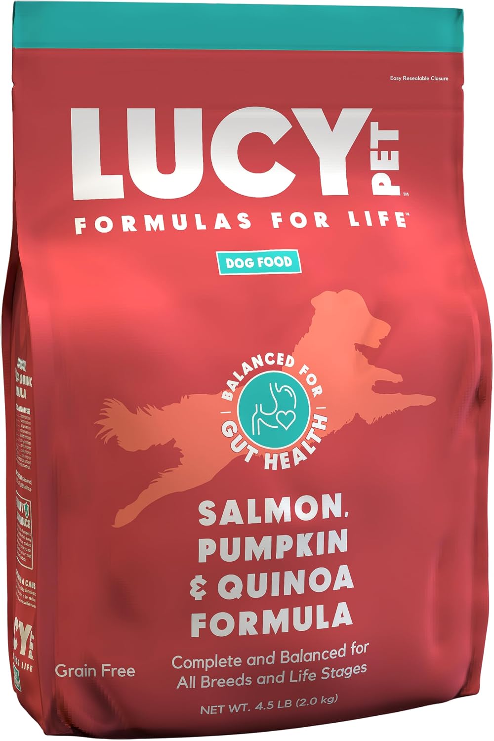 Lucy Pet Formulas for Life Salmon, Pumpkin, Quinoa Dry Dog Food, All Life Stages, Digestive Health, Sensitive Stomach & Skin, 4.5lb bag