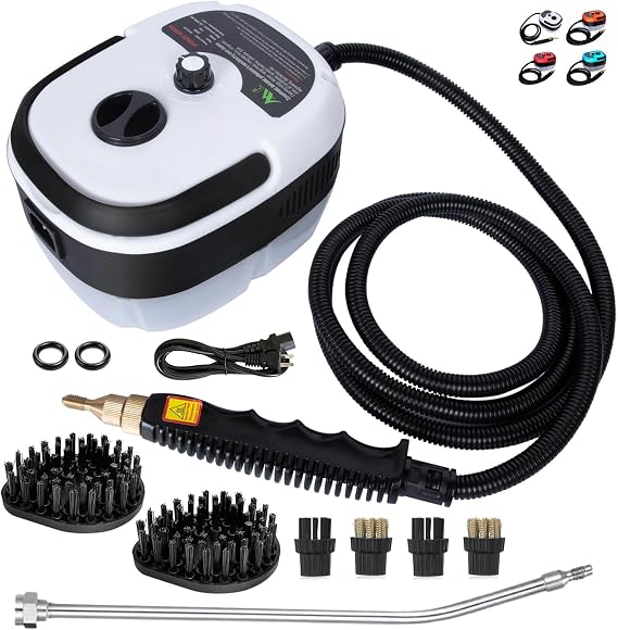 2500W Handheld Steam Cleaner,High Temperature Pressurized Steamer for Cleaning,1000ml Portable Steam Cleaning for Home Use,Steam Cleaning Machine Portable Car Steamer W/Brush Heads,White