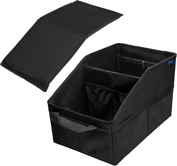 Car Seat Organizer, Passenger Seat, Black | Collapsible, Small Storage, With Lid