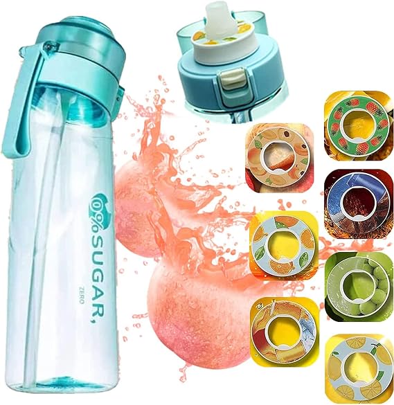 NURCIX Sports Bottle, Sports Bottle Starter Set, 650 ml Drinking Bottle with Flavour, with 7 Flavour Pods, Leak-Proof Cup for Gym, Running, Outdoor, Water Bottle Sports Bottle