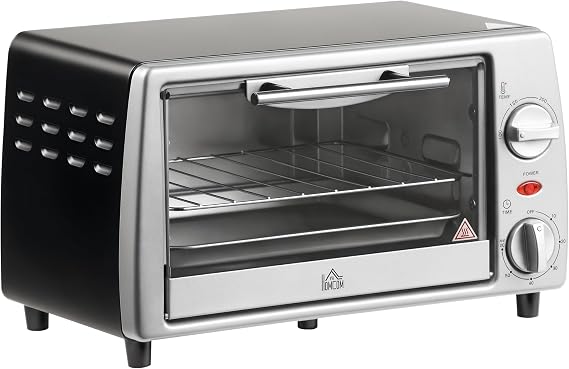 Homcom Mini Oven 10 L 750 W 100-230 °C 60 Min. Timer Pizza Oven Silver