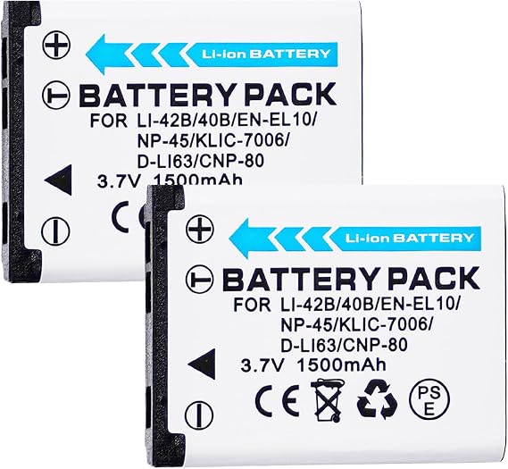 (Upgraded) Battery for NP-45 (1500mAh) Compatible with Fujifilm NP-45A, NP-45B, NP-45S FinePix XP20 XP30 XP50 XP60 T500 T510 T550 JX520 JX550 JX700 JX710 JZ700 J100 J120 J210 J250