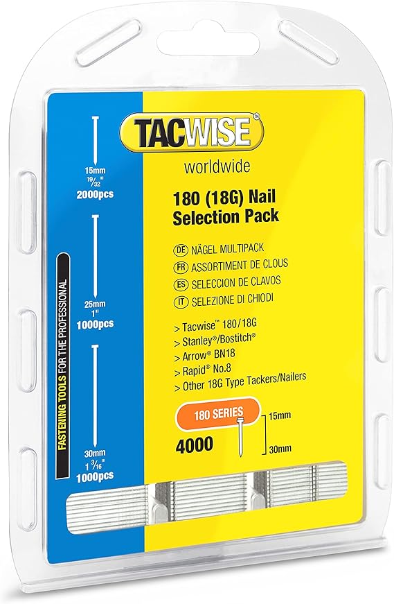 Tacwise 0205 Type 18G / 15-30 mm Galvanised Pin Nails Multipack 4000 Pieces