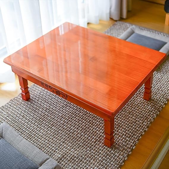 Folding Solid Wood Coffee Table, Low Table for Sitting on the Floor, Korean Tea Table Foldable Desk Table Kotatsu Table, Rectangle Chabudai Table Meditation Table Altar Table