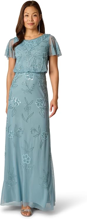 Adrianna Papell Women's Beaded Blouson Long Dress