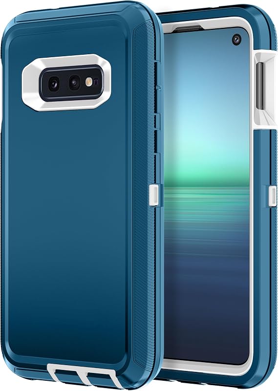 I-HONVA for Galaxy S10E Case Shockproof Dust/Drop Proof 3-Layer Full Body Protection [Without Screen Protector] Rugged Heavy Duty Cover Case for Samsung Galaxy S10E,Turquoise/White