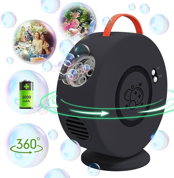 Bubble Machine for Kids and Toddlers, 360 Bubble Blower for Outdoor Play