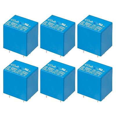 6Pcs Mini Power Relay, SRU-12VDC-SL-C, DC 12V, 5 Pins, 1NO 1NC, 10A 250VAC, Auto PCB Relay PCB Mount Electric Relay for Universal Household Appliance 6