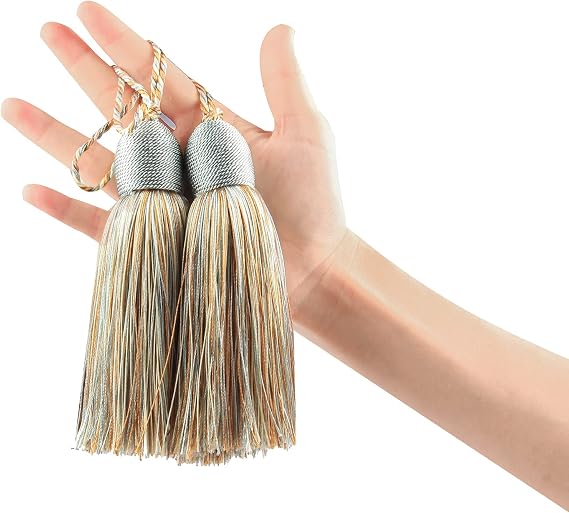 2Pcs Key Tassel with Loop DIY Handmade Craft Accessories | Tassels for Crafts,Elegant Door Tassel,Large Decorative Tassels,Door Tassels for Knobs,Curtain and Home Decor,Mix Blue