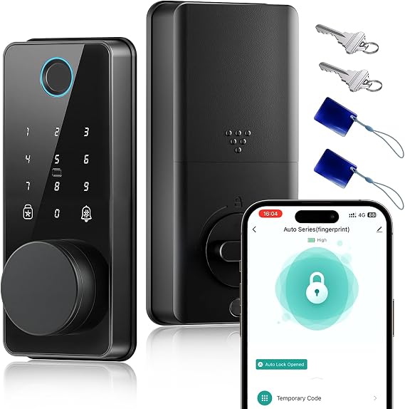 Keyless Entry Door Lock, Biquole Smart Lock with App, Fingerprint Door Lock