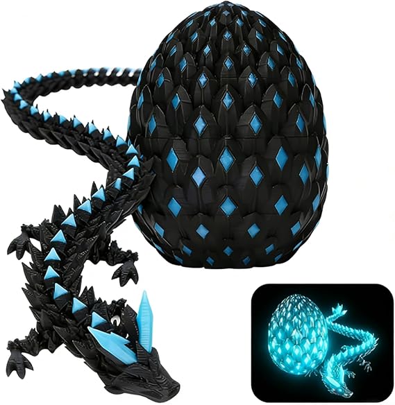 2pcs Dragon Egg Set, 3D Printed Dragon Eggs with Dragon Inside, Glow in The Dark Dragon, Fantasy Collection Display,Interesting Decorative Gift Eggs