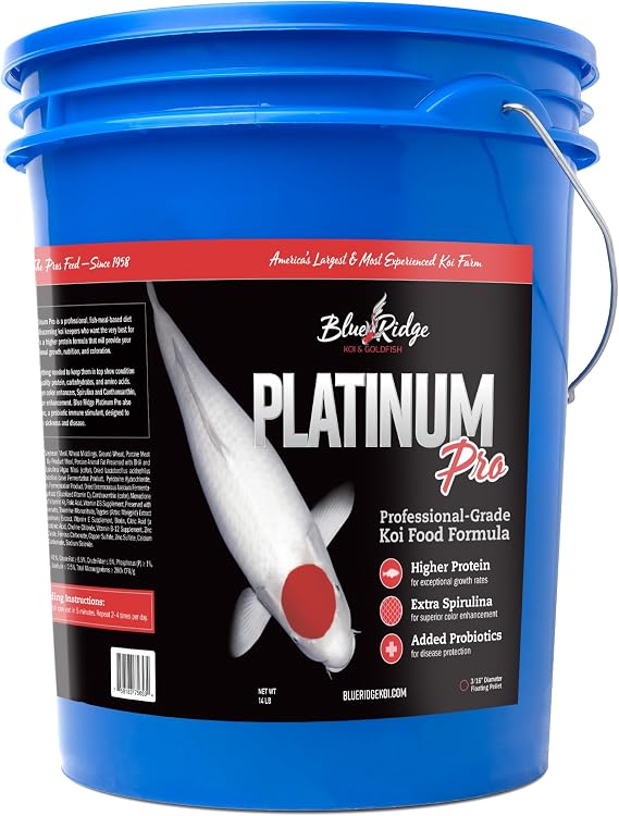 Blue Ridge Koi Platinum Pro 41% Protein Fish Food, 3/16" Pellets, 14 lb
