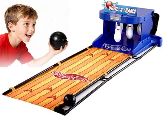 Table Bowling Game, Tabletop Bowling Alley, 10 Pins Mini Bowling Set Toy for Kids & Adults, Perfect for Home, Office and Party