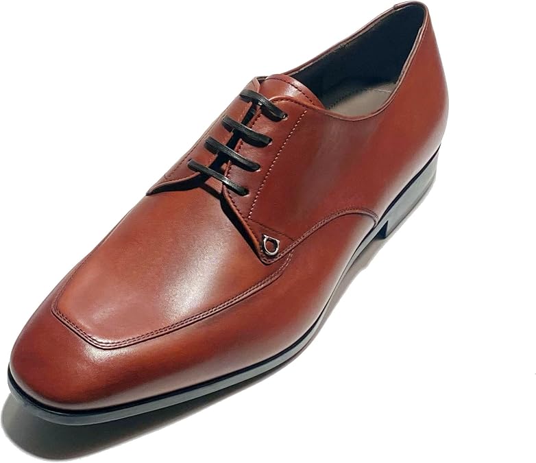 Ferragamo Tristano Leather Gancini Oxford Men's Portagas (Brown) Lace-up Dress Shoes (Salvatore
