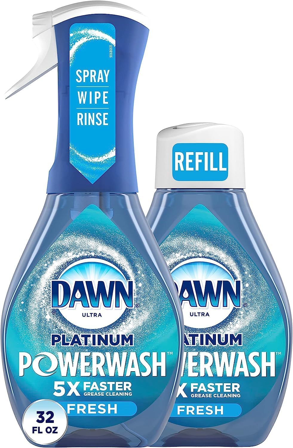Dawn Powerwash Spray Starter Kit, Platinum Dish Soap, Fresh Scent, 1 Starter Kit  1 Dawn Powerwash Refill, 16 fl oz each Pack of 2