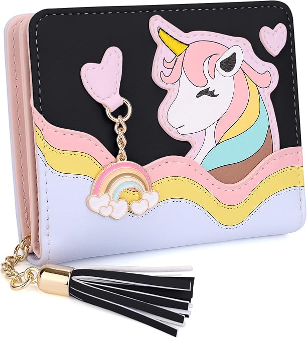 UTO Wallet for Girls Cute Leather Vegan Small Women Tassel Pendant Card Holder Kawaii Coin Purse 1166