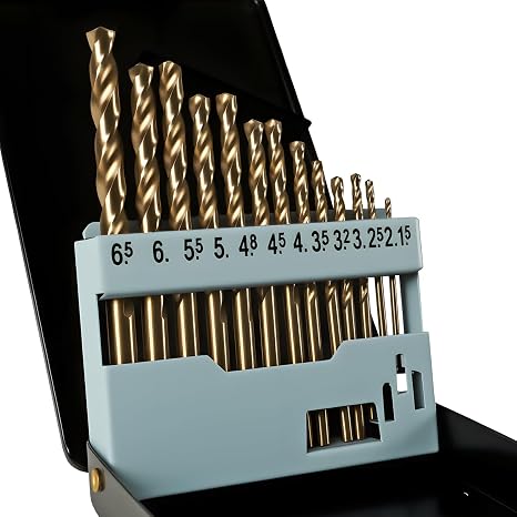 COMOWARE Metal Drill Bit Set, 13-Piece HSS-E M35 Drill Bit Set Cobalt, 1.5-6.5 mm Drill Bit Set Spiral Drill Bit Professional for Metal, Steel, Iron Self-Centring for Metalworking Drill Accessories
