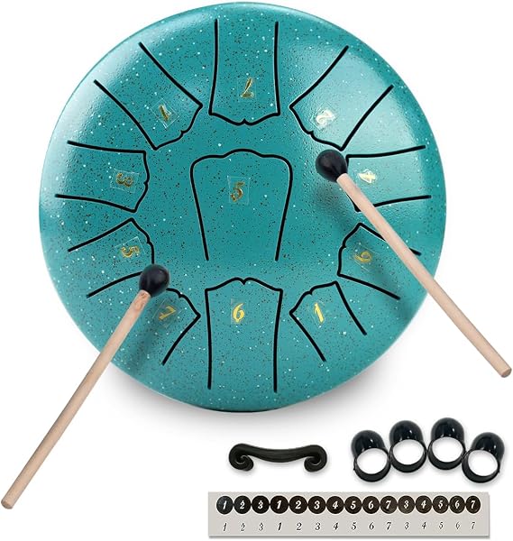 Steel Tongue Drum-11 Notes 6 inch.Concert and Mallets for Meditation Entertainment Musical Education Concert Yoga. Unique Gifts