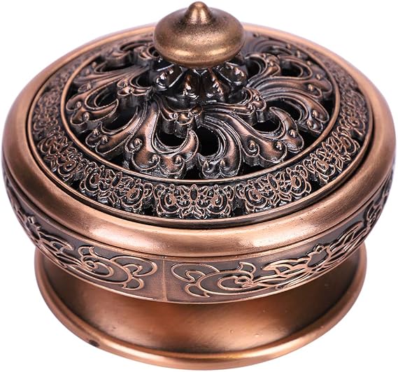 Alloy Censer Burner Incense Lotus Buddha Incense Burner Holder Bronze Vintage Incense Burner Charcoal Stove Luxury Stand Incense Metal Home Decoration Office Room Tea House for Stick Cone Reel Incense