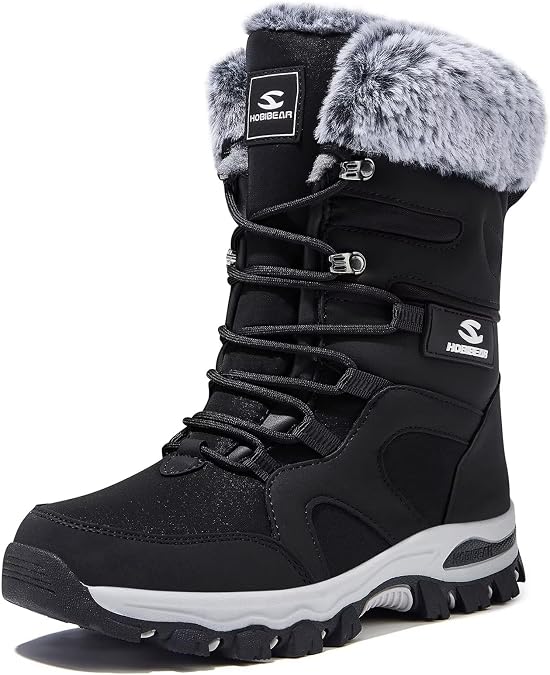 HOBIBEAR Women's Mid-Calf Faux Fur Snow Boots, Water-Resistant Winter Boots