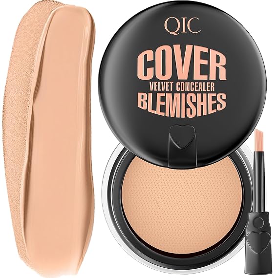 Concealer Full Coverage Under Eye Concealer with Soft Brush Clear and Flawless Concealers for Eye Dark Circle and Face #151 Deep skin Tone