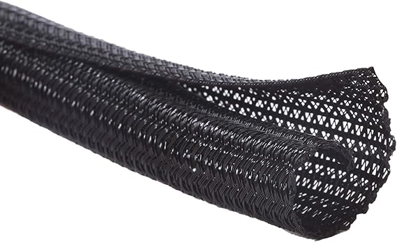Alex Tech 10ft - 1/2 inch Cord Protector Wire Loom Tubing Cable Sleeve Split Sleeving For USB Cable Power Cord Audio Video Cable Protect Cat From Chewing - Black