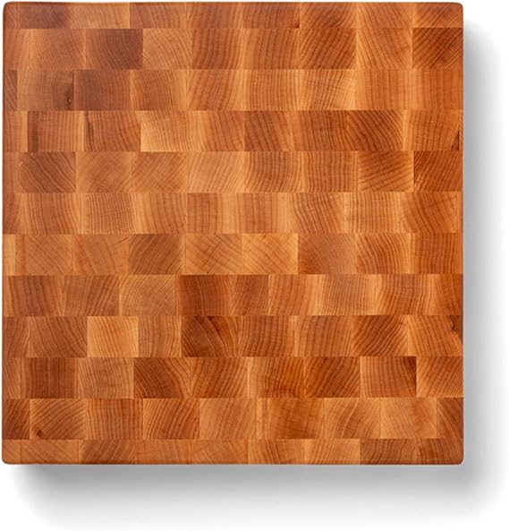John Boos CCB Series Square Wooden Maple Cutting Board 15x15 3 Thick, 19-lb Reversible Butcher Block with End-Grain & Finger Grips Made in the USA