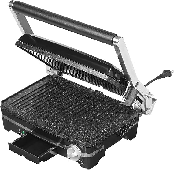 Starfrit The Rock Panini Press, Reversible Plates, 180, Adjustable Heat