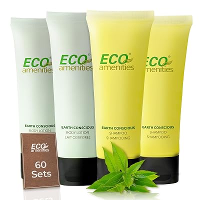 ECO amenities Hotel Shampoo and Travel Size Body Lotion Bulk Set 120 PCS60 Kits Travel Size Toiletries | Hotel Toiletries Supplies for Guests