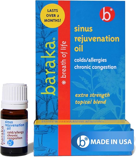 Baraka Sinus Rejuvenation Oil Blend of 6 Essential Oils - 4mL (1-Pack) | Blend of 6 Organic Essential Oils for Clear Nasal Breathing, Nose Oil for Sinus Relief, Nasal Support, Ideal for Daily Use