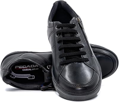 PEGADA Mens Genuine Leather Casual Sneakers, Low-Top with Memory Foam, Slip-On Athletic Shoes, Model 119313, Comfort Walking Shoes