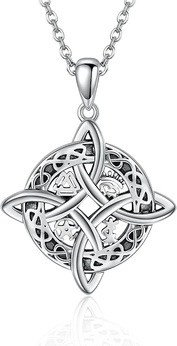 YAFEINI Witches Knot Necklace Sterling Silver Irish Celtic Witch Knot Pendant Necklace Jewelry Gift for Women Men