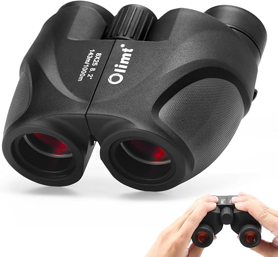 8x25 Compact Binoculars, 8X Small Mini Pocket Portable Size 8.2 Wide Angle View Lightweight 21mm Large Eyepiece ED Lens for Adults Youth Travel Hiking Cruise Safari Birding Sports Wildlife Viewing