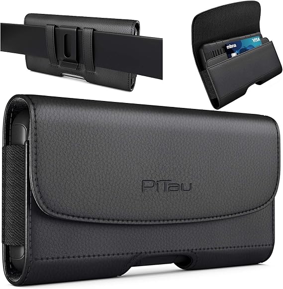 Holster for Samsung Galaxy Ultra S25 S24 S23 S22 S21 Note 20, Google Pixel 8 9 Pro XL Extra Large Cell Phone Belt Holder Case with Clip, ID Card Pouch - Black