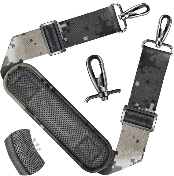 ZINZ Shoulder Strap - 59 Inch Universal Heavy-duty Adjustable Strap with Ultra-thick Fixed Breathable Pad for Laptop, Gym, Camera Bag and More -Camouflage gray