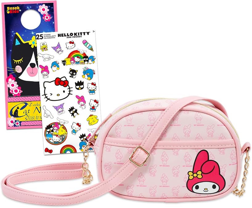 Sanrio My Melody Shoulder Bag Set - Bundle with My Melody Crossbody Messenger Purse, Stickers, More | Sanrio Travel Handbag Accessories for Girls