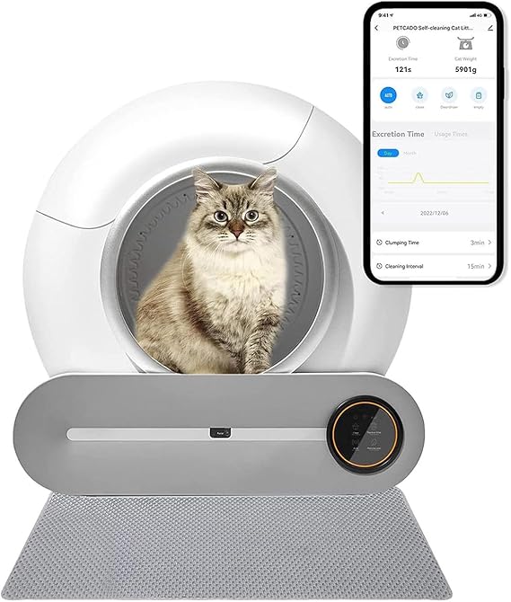 Automatic Self-Cleaning Cat Litter Box with Large Capacity, Safety Protection, Odor Removal, and App Control for Multiple Cats