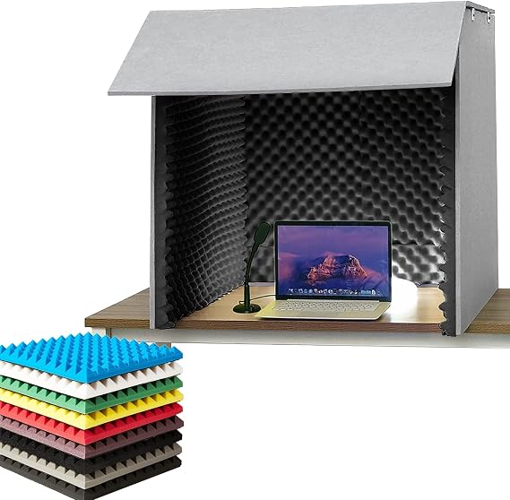 Desktop Soundproof Cover,Isolation Booth,Portable Vocal Recording Booth,self Made Portable Sound Recording Vocal Booth Box,Vocal Sound Absorbing Shield,Sound Proof Foam Panels to Filter Vocal
