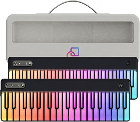 72-Key Modular MIDI Keyboard Controller Bundle with 2x36 RGB Light-Up Keys, Protective Carry Case, No Octave Shifting, Bluetooth MIDI, USB-C & NFC, DAW Compatible, Black