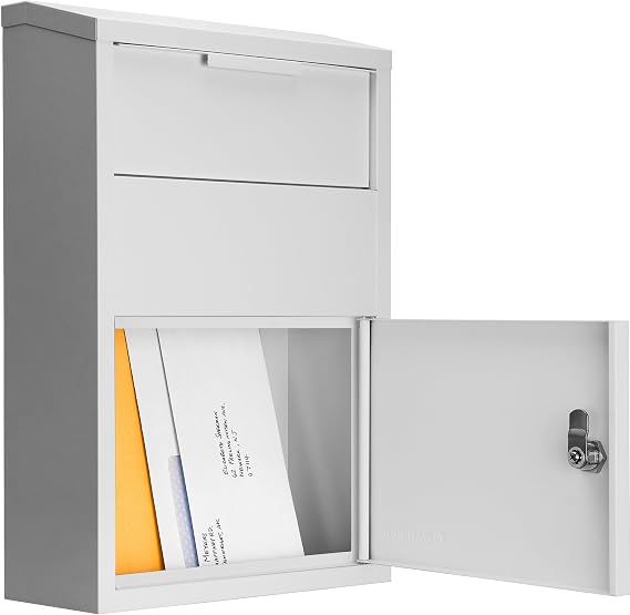 Barska Large Locking Wall Mount Drop Box Secure Mail & Key Drop Slot for Documents, Ballots, Suggestions Solid Steel Construction, Drawer-Style Slot, 2 Keys, Wall Mount Hardware Included