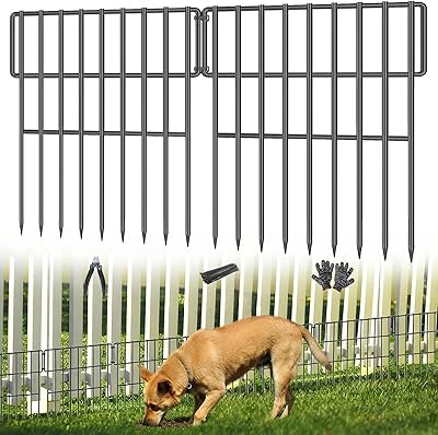 25 Panels Garden Fencing Animal Barrier, 17in H X 27ft L No Dig Dog Fence, 1.25 in Gap Fence Border for Dogs Rabbits, Rustproof Metal Decorative Fences Blocker for Outdoor, Yard, Patio
