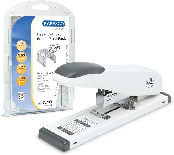 Rapesco 1461 ECO HD-100 Heavy-Duty Stapler, 100 Sheet Capacity, White